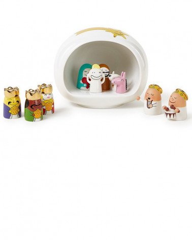 Crèche en porcelaine Presepe avec 10 santons - Alessi