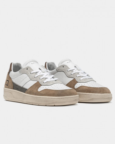 Sneakers homme Court 2.0 Vintage Calf White-Mud - D.A.T.E.