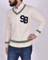 Pull en tricot torsadé col V Roger - MC2 Saint Barth