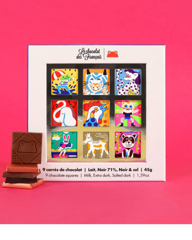 Coffret de carrés de chocolat Bio lait tendre et noir - Le chocolat des Français