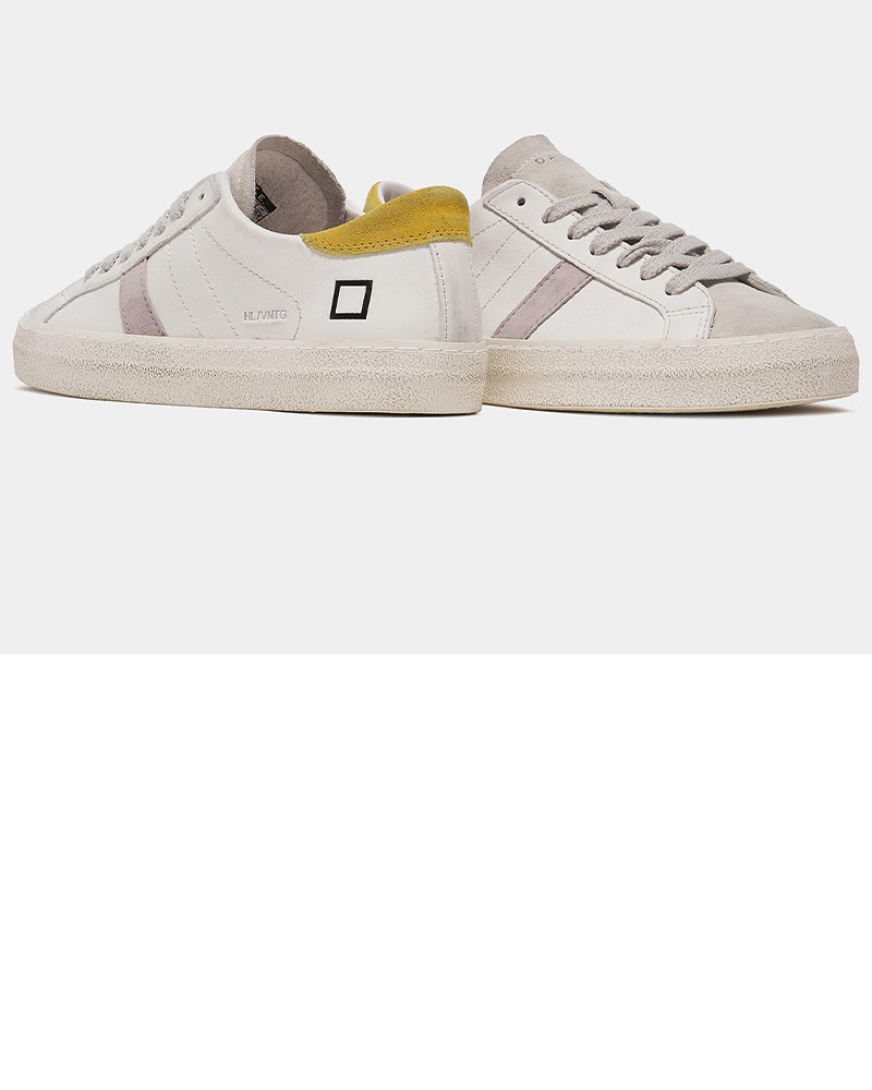 Sneakers femme Hill Low Vintage Calf White-Yellow - D.A.T.E.