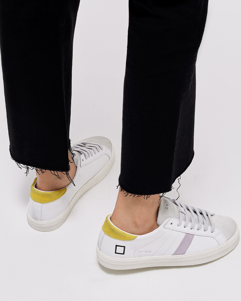 Sneakers femme Hill Low Vintage Calf White-Yellow - D.A.T.E.
