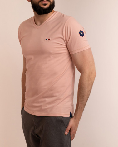 Tee-shirt manches courtes col V Jules - La Marinière Française
