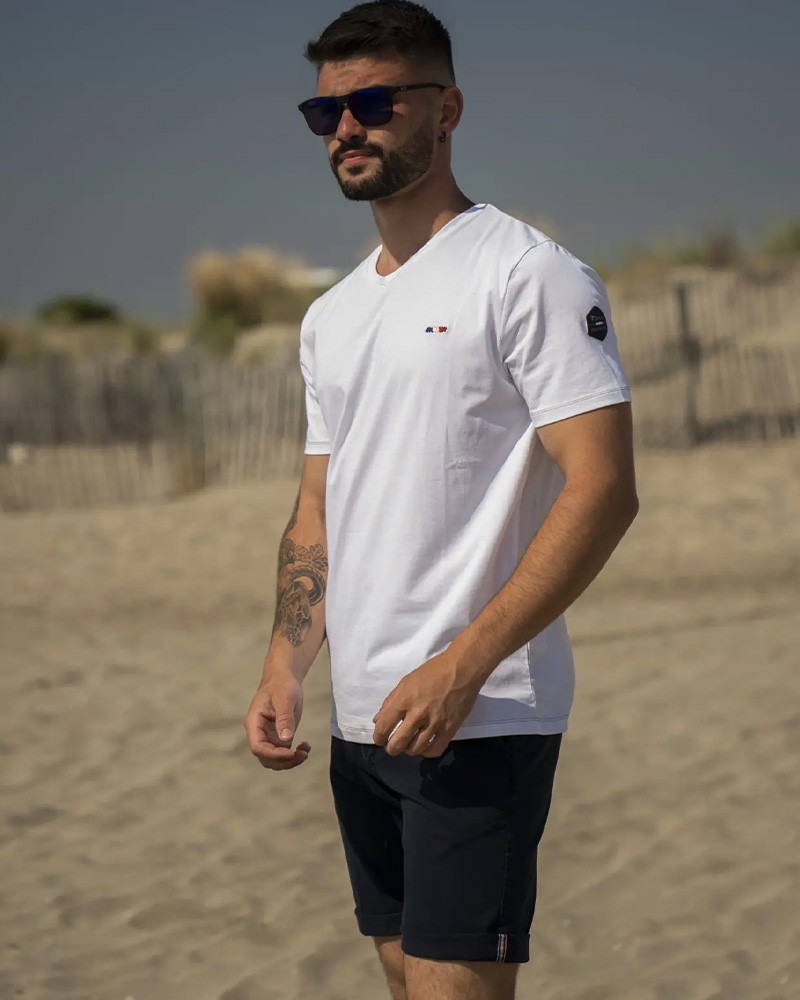 Tee shirt manches courtes col V Jules La Marini re Fran aise