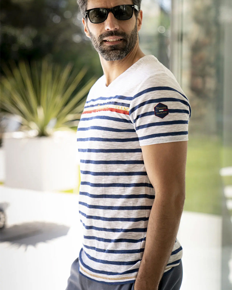 T shirt mariniere homme col v outlet