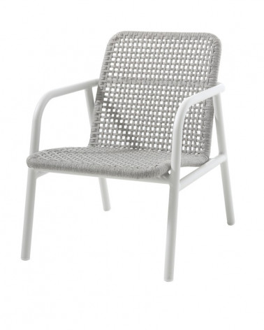 Fauteuil de jardin lounge avec accoudoirs en aluminium et corde Diego - Gescova