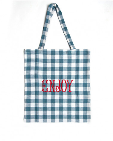 Tote bag à carreaux en coton et lin ENJOY - Bitossi Home