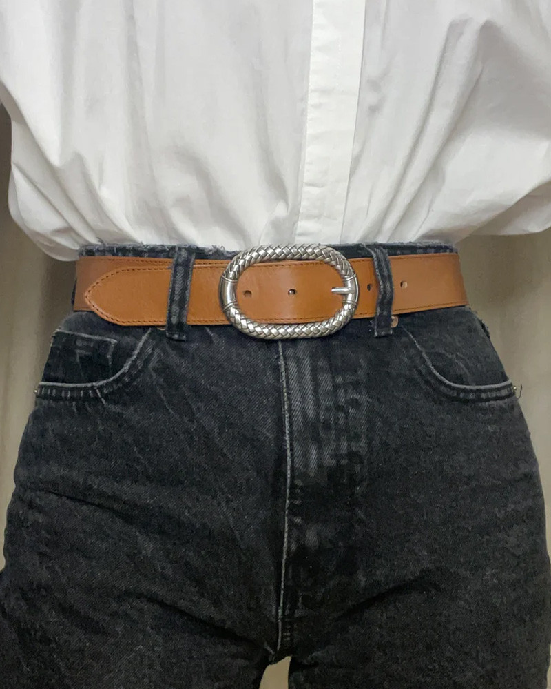 Ceinture en cuir à boucle striée La Mahara - Herbert Frère Soeur