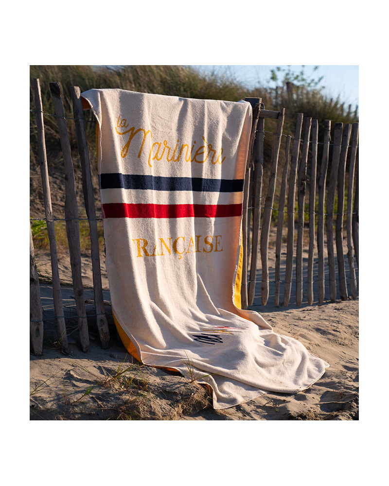 Grande serviette de plage coton ANA ECRU – La Marinière Française