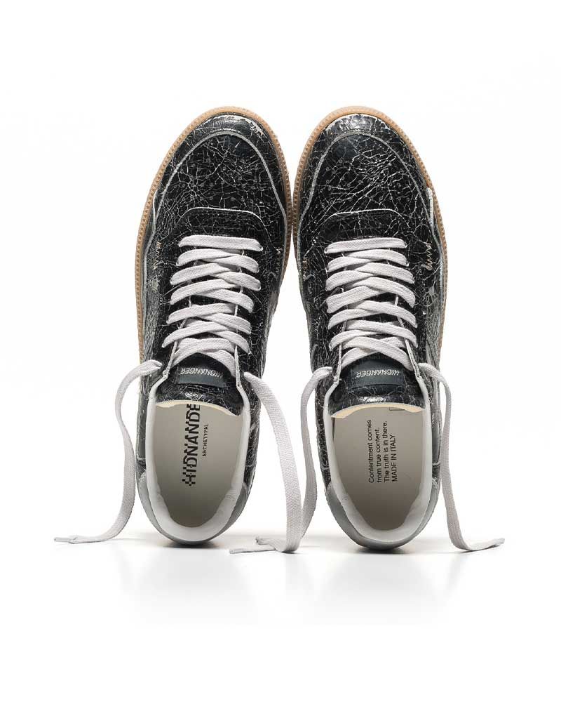 Sneakers Femmes Mega T Crinkled Black-Silver - Hidnander