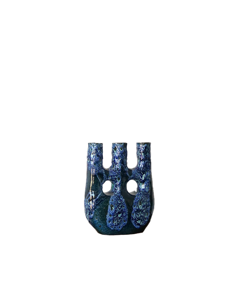 Vase en terre cuite émaillée King Bleu Moucheté - Floating House Collection Vase en terre cuite émaillée King Bleu Moucheté - Floating House Collection