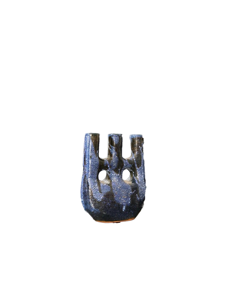 Vase en terre cuite émaillée King Bleu Moucheté - Floating House Collection Vase en terre cuite émaillée King Bleu Moucheté - Floating House Collection