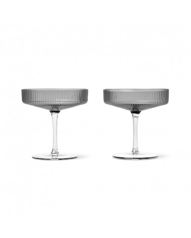 Ripple Coupes à Champagne /Champagne Saucer Grey - Ferm Living