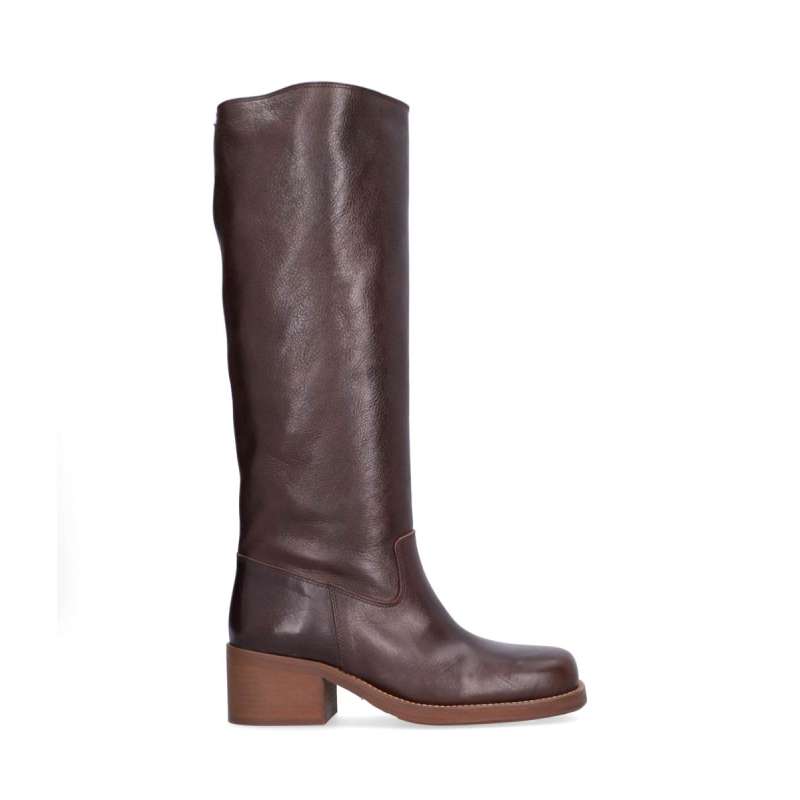Bottes Hautes Cuir Cuir Lisse Bout Carré - Billi Bi
