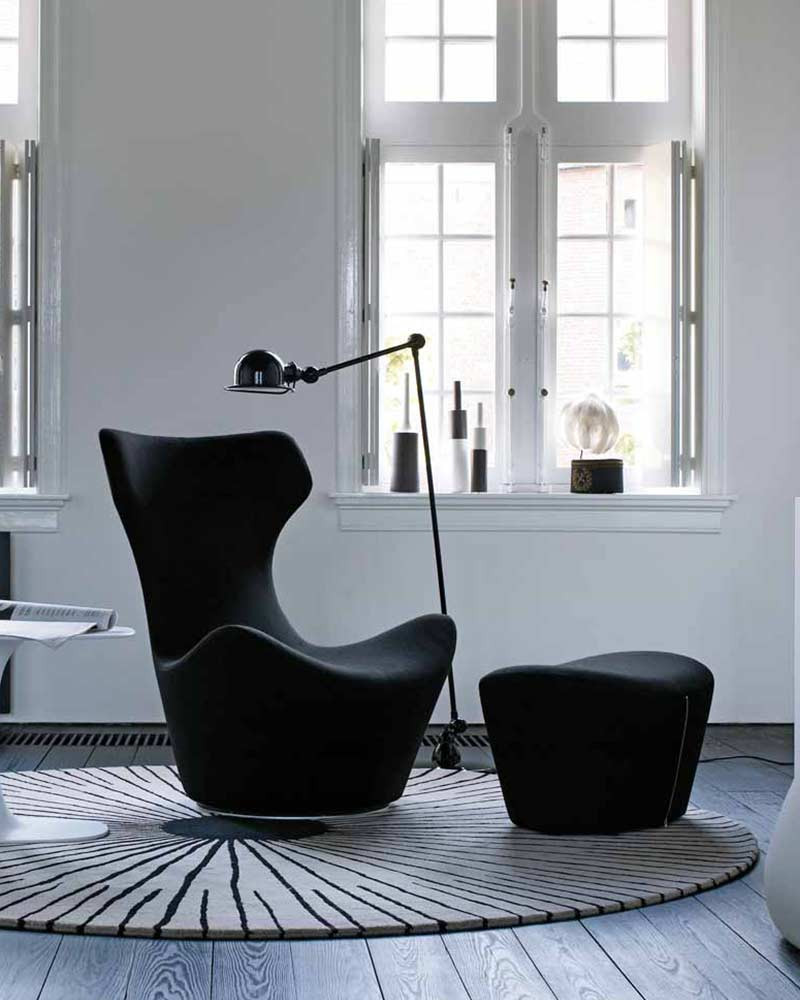 Fauteuil lounge Grande Papilio avec pouf - B&B Italia