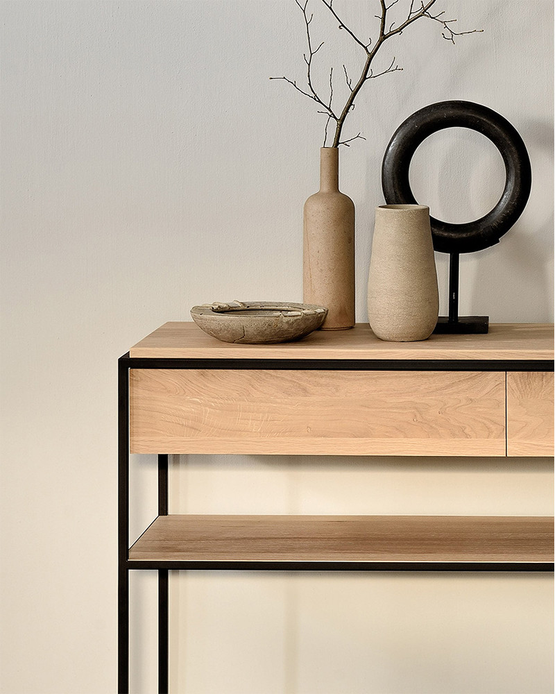 Console Monolit chêne massif et métal Ethnicraft