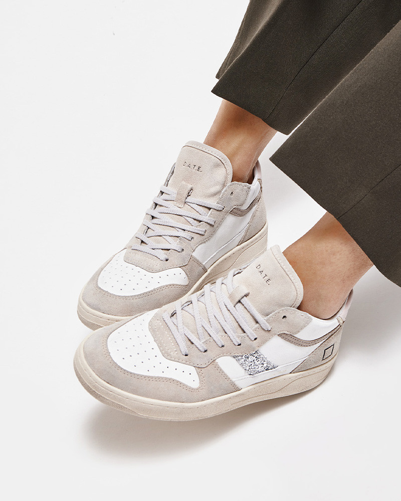 Baskets femme Court 2.0 Mid Pop White Beige W12B D.A.T.E