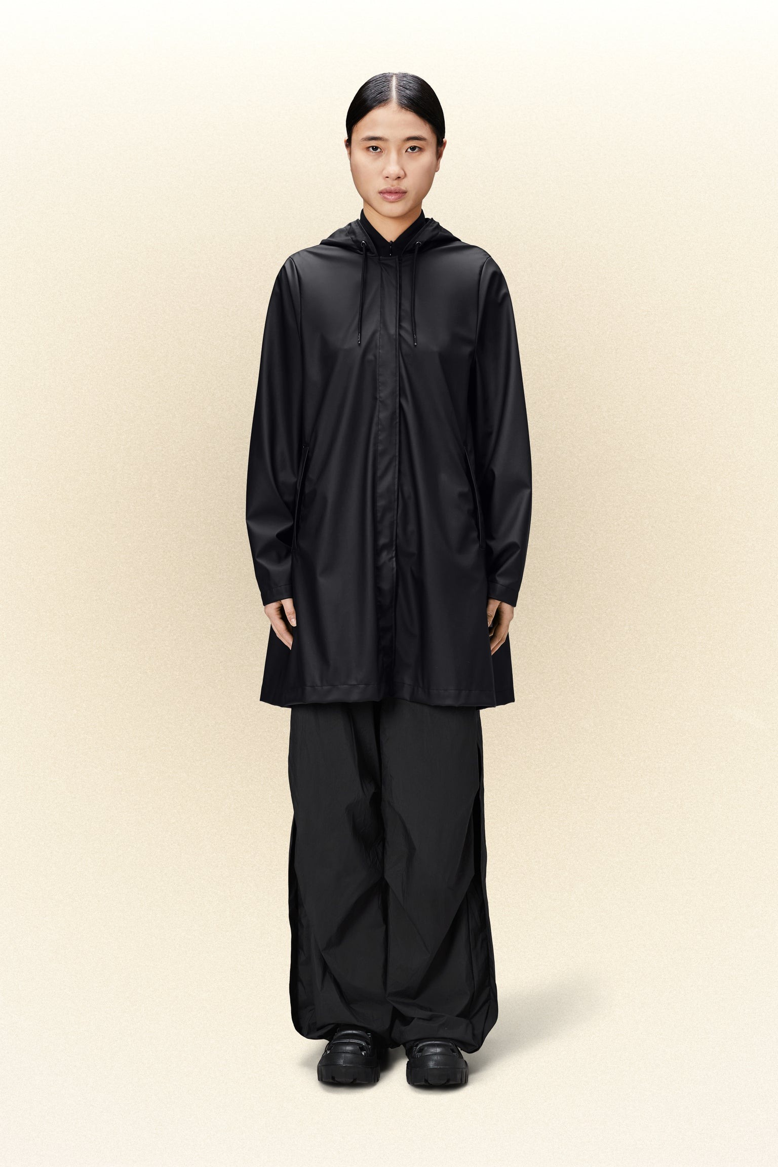 Veste RAINS A-Line W - Blouson Femme Coupe A-Line, Imperméable, Style Urbain - Noir