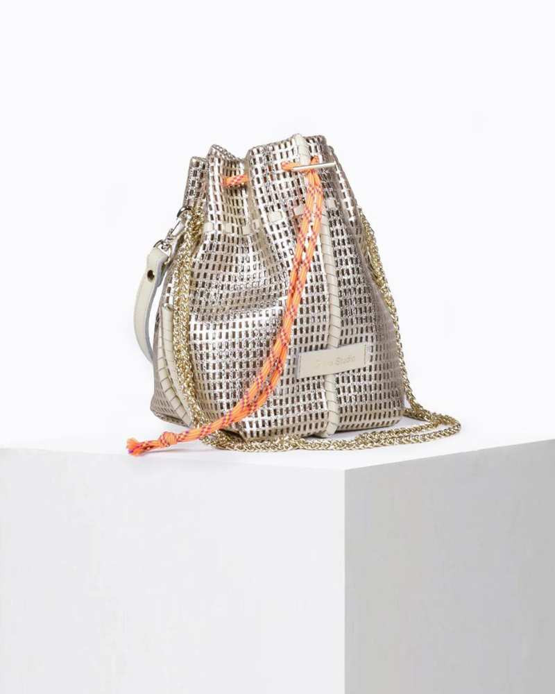 Sac seau en cuir de vachette Bibi Craie