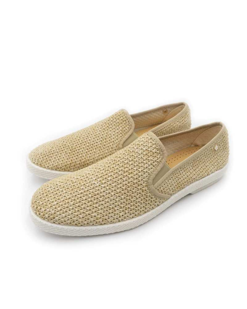 Chaussures Mocassin en tissu texture effet raphia naturel Rivieras